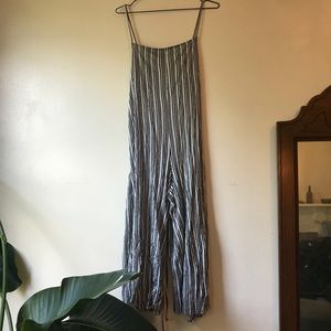 Square neck striped jumpsuit